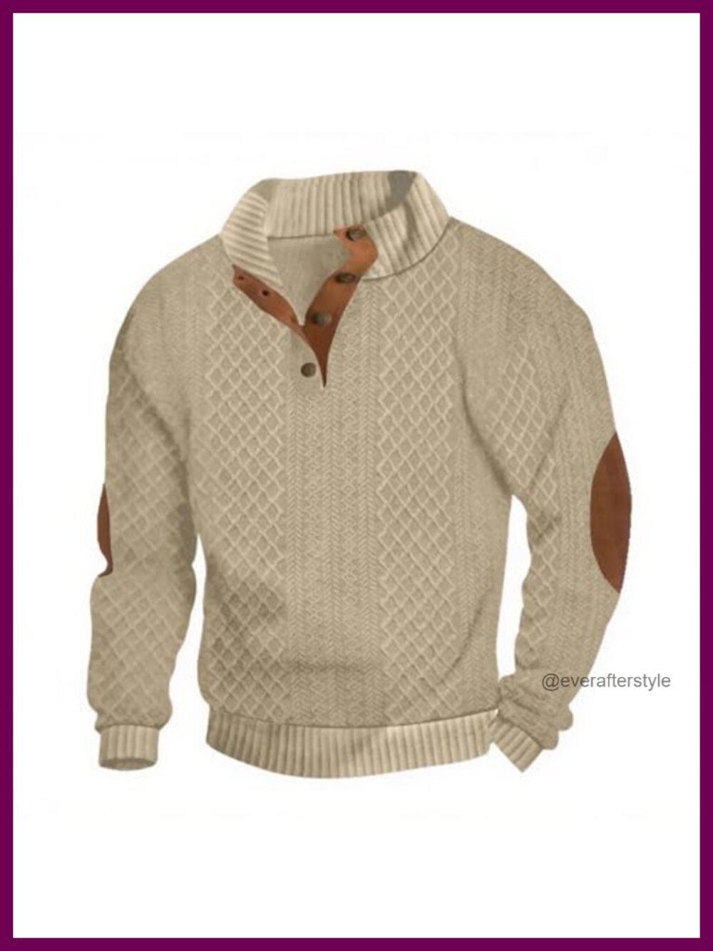 Mens Knitted Pullover Sweater Stand Collar Button Vintage